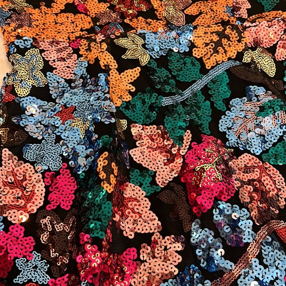 Dress The Population Sequin Mini Dress Floral Short Sleeve Small S New NWT V - Picture 5 of 15